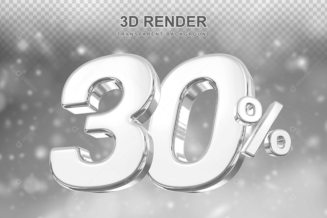 Número de Desconto 30% Elemento 3D Prata para Composição PSD