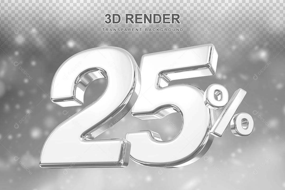 Número de Desconto 25% Elemento 3D Prata para Composição PSD