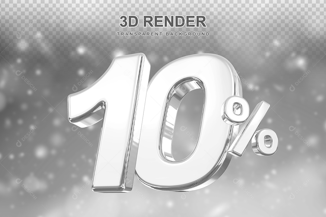 Número de Desconto 10% Elemento 3D Prata para Composição PSD