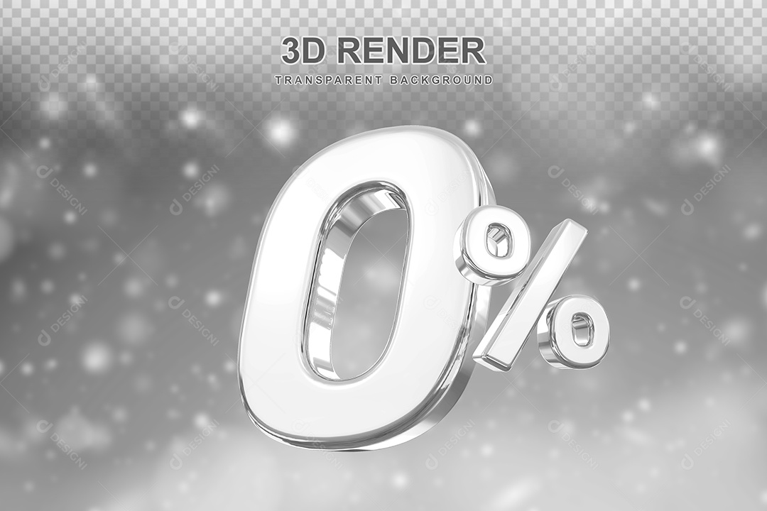 Número de Desconto 0% Elemento 3D Prata para Composição PSD