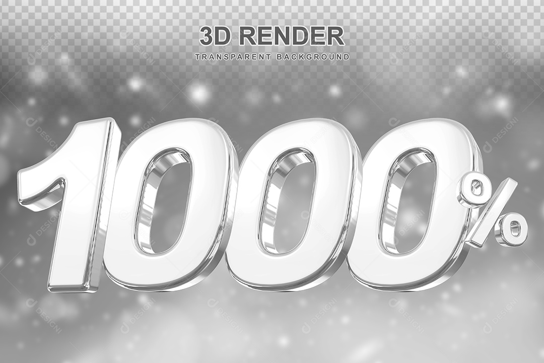 Número de Desconto 1000% Elemento 3D Prata para Composição PSD
