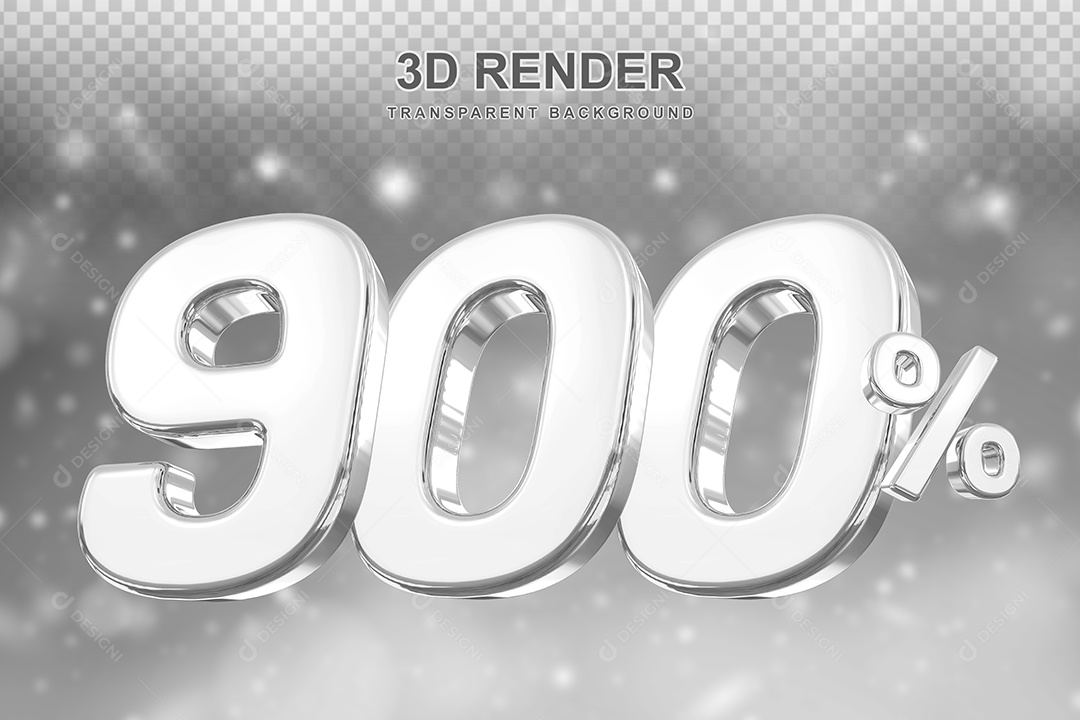 Número de Desconto 900% Elemento 3D Prata para Composição PSD
