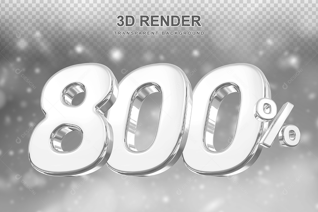 Número de Desconto 800% Elemento 3D Prata para Composição PSD