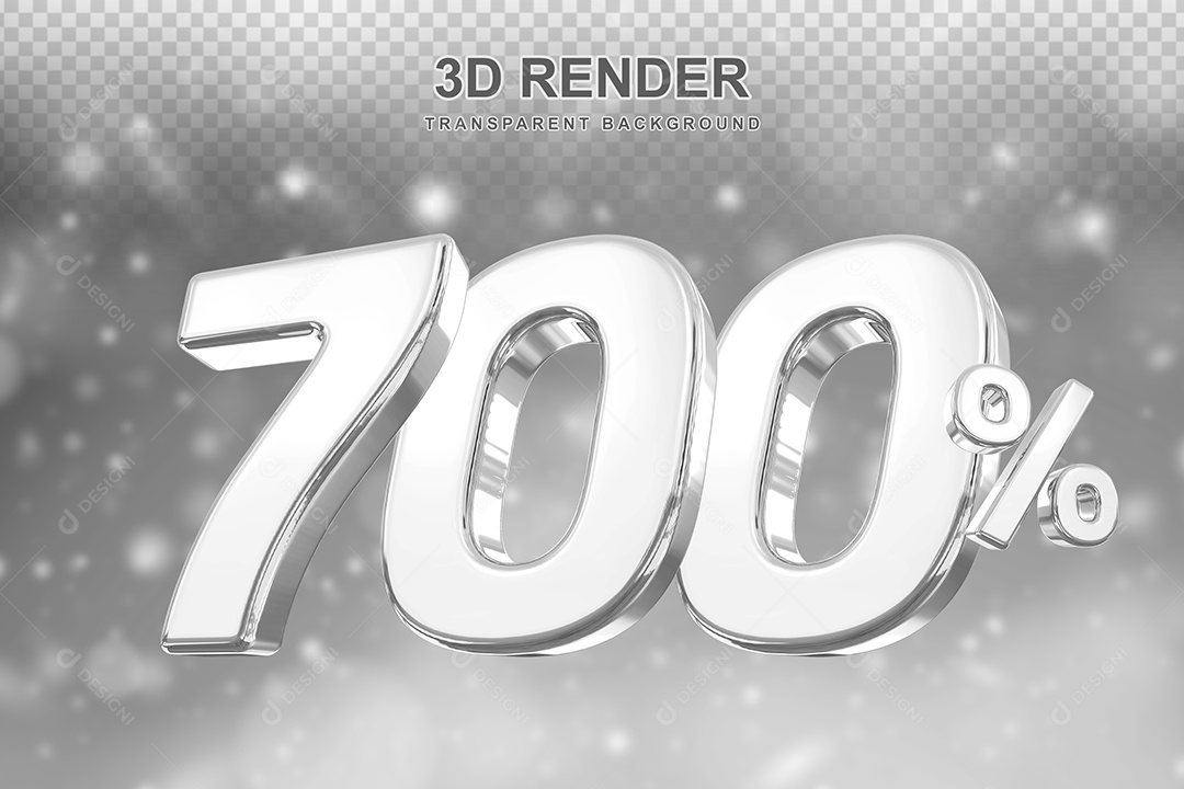 Número de Desconto 700% Elemento 3D Prata para Composição PSD
