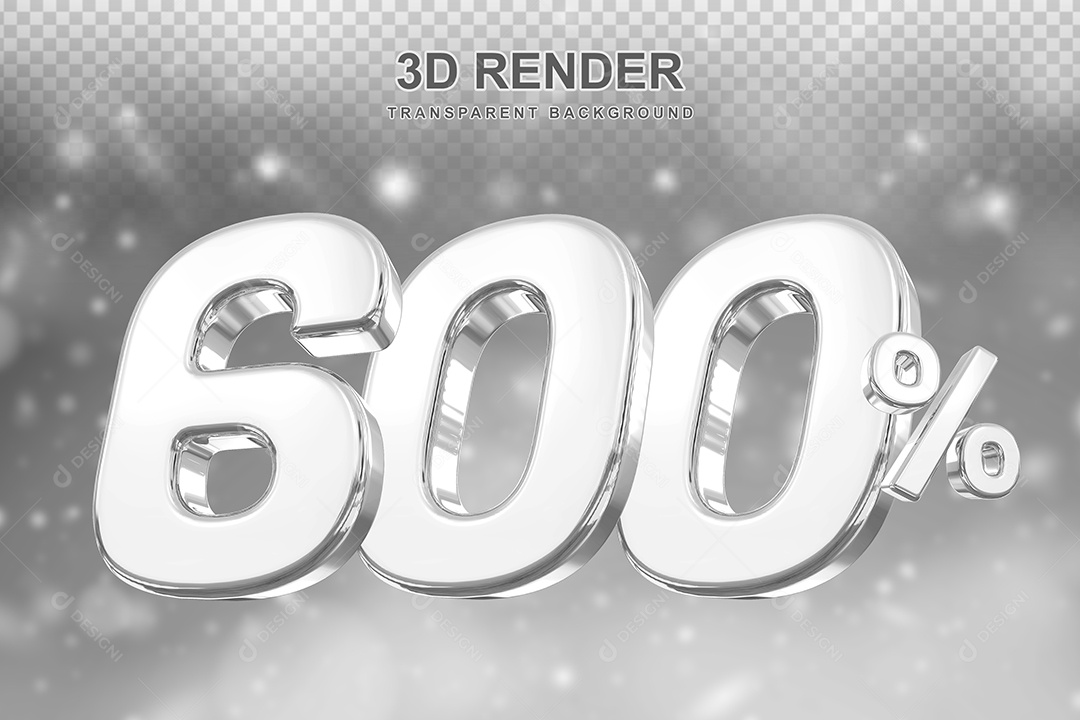 Número de Desconto 600% Elemento 3D Prata para Composição PSD