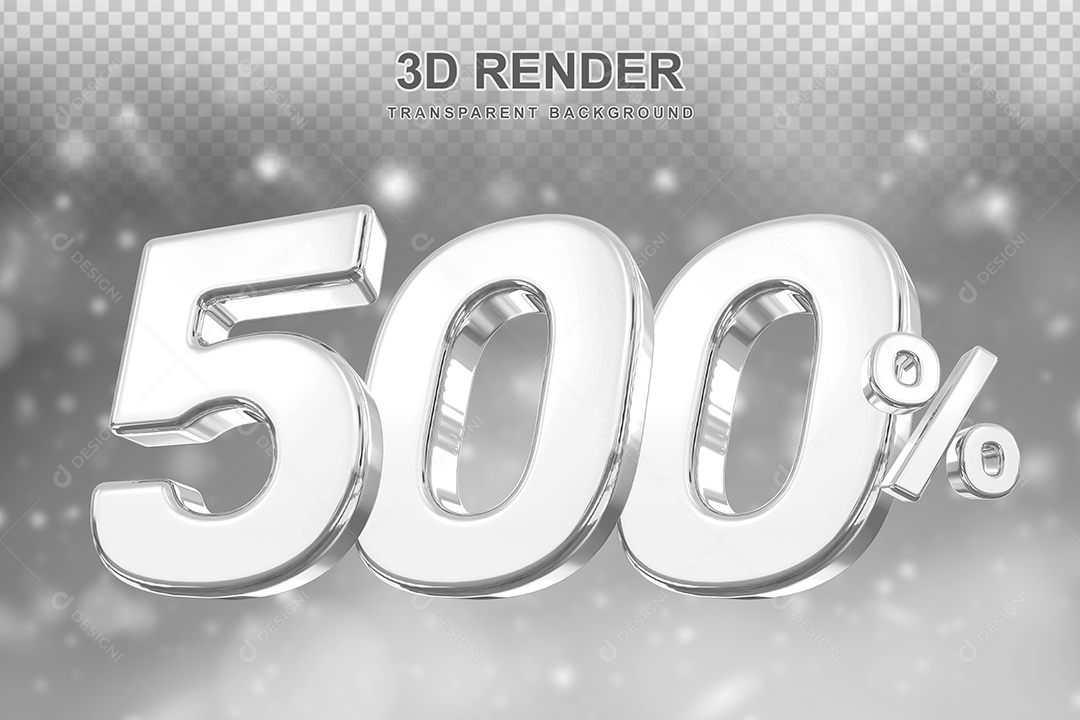 Número de Desconto 500% Elemento 3D Prata para Composição PSD