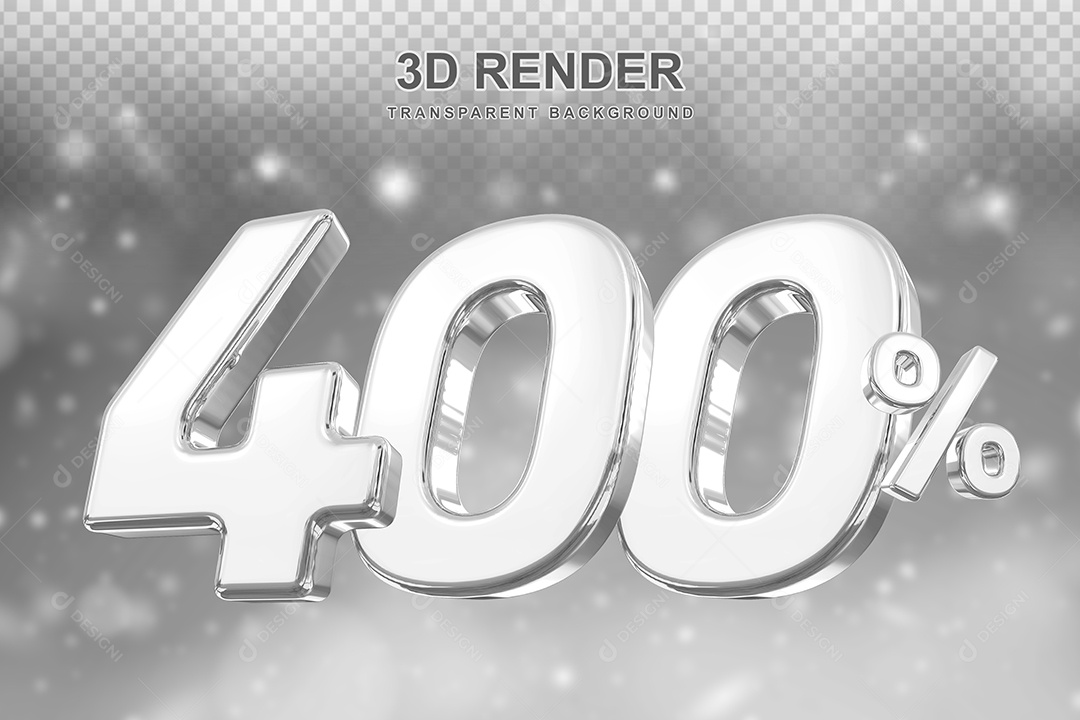 Número de Desconto 400% Elemento 3D Prata para Composição PSD