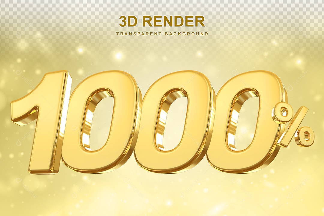 Número de Desconto 1000% Elemento 3D Dourado para Composição PSD