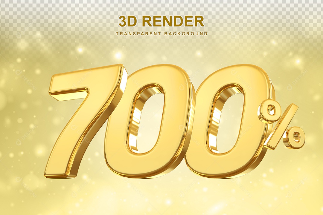 Número de Desconto 700% Elemento 3D Dourado para Composição PSD