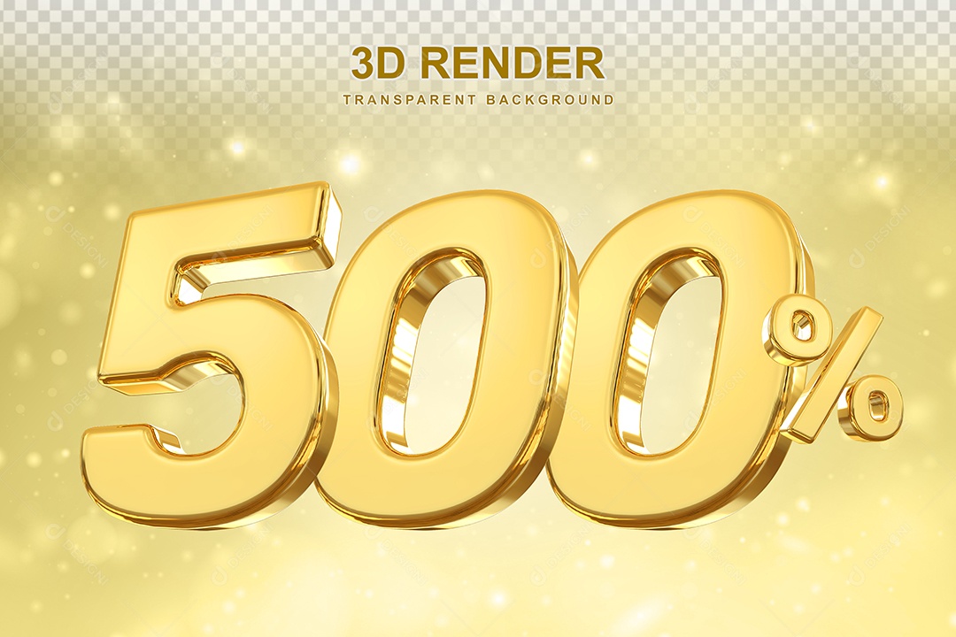 Número de Desconto 500% Elemento 3D Dourado para Composição PSD