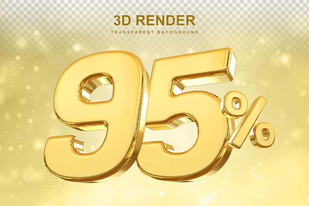 Número de Desconto 95% Elemento 3D Dourado para Composição PSD