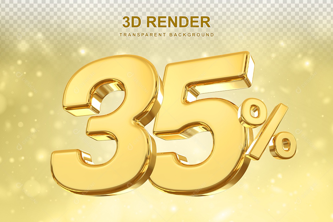 Número de Desconto 35% Elemento 3D Dourado para Composição PSD