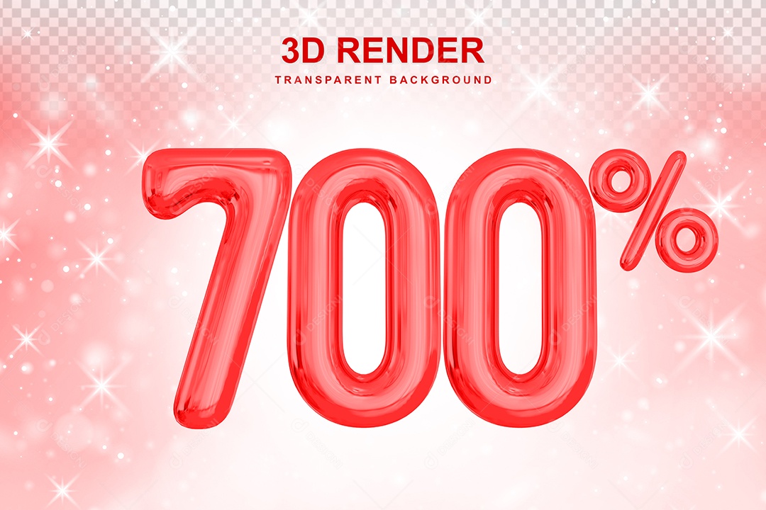 Número de Desconto 700% Elemento 3D Vermelho para Composição PSD