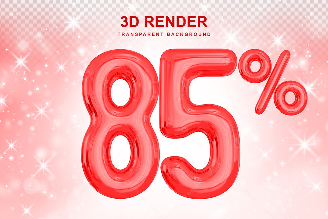Número de Desconto 85% Elemento 3D Vermelho para Composição PSD
