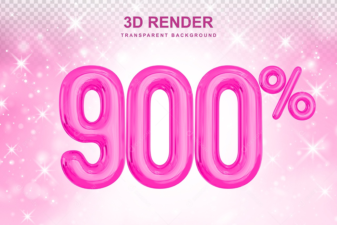 Número de Desconto 900% Elemento 3D Rosa para Composição PSD