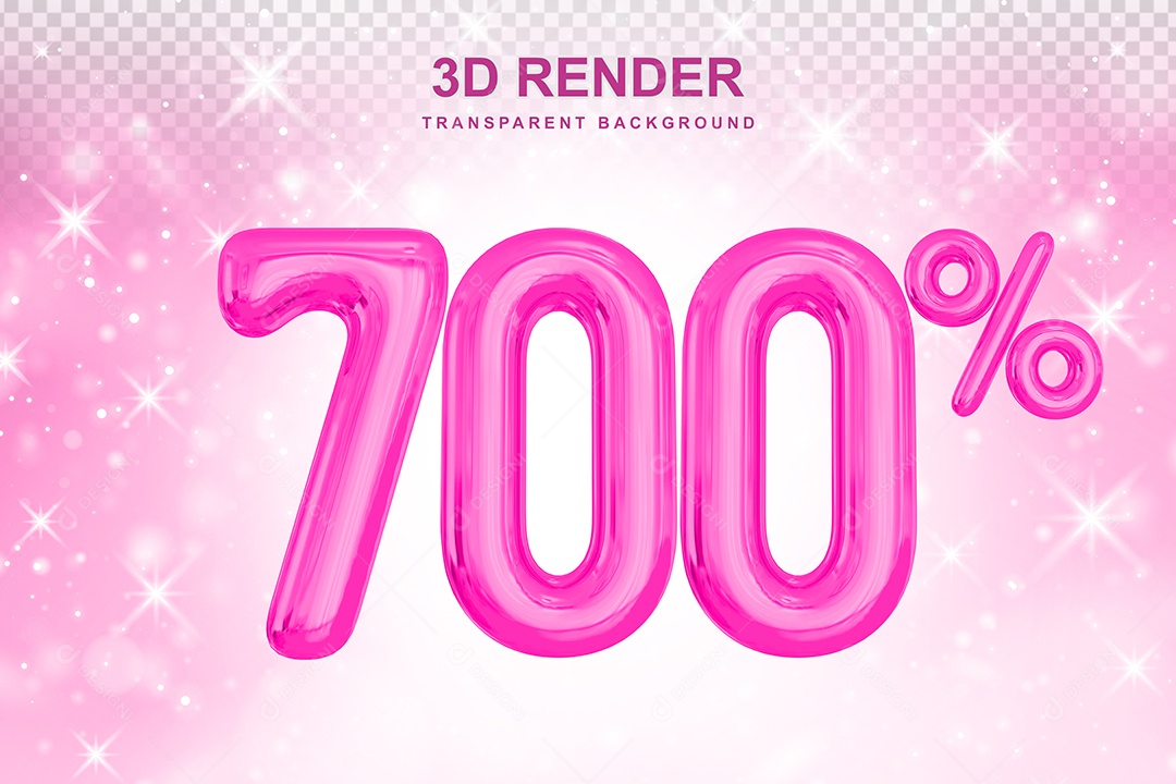 Número de Desconto 700% Elemento 3D Rosa para Composição PSD