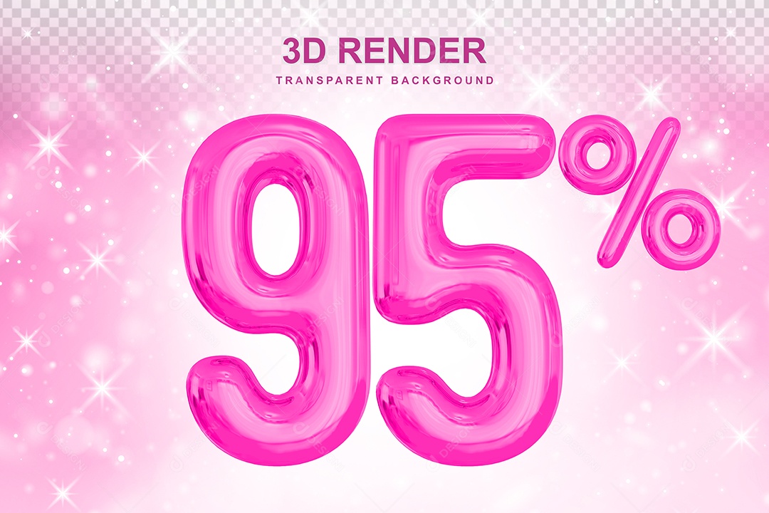 Número de Desconto 95% Elemento 3D Rosa para Composição PSD