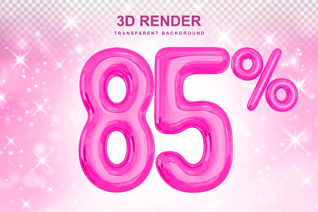 Número de Desconto 85% Elemento 3D Rosa para Composição PSD
