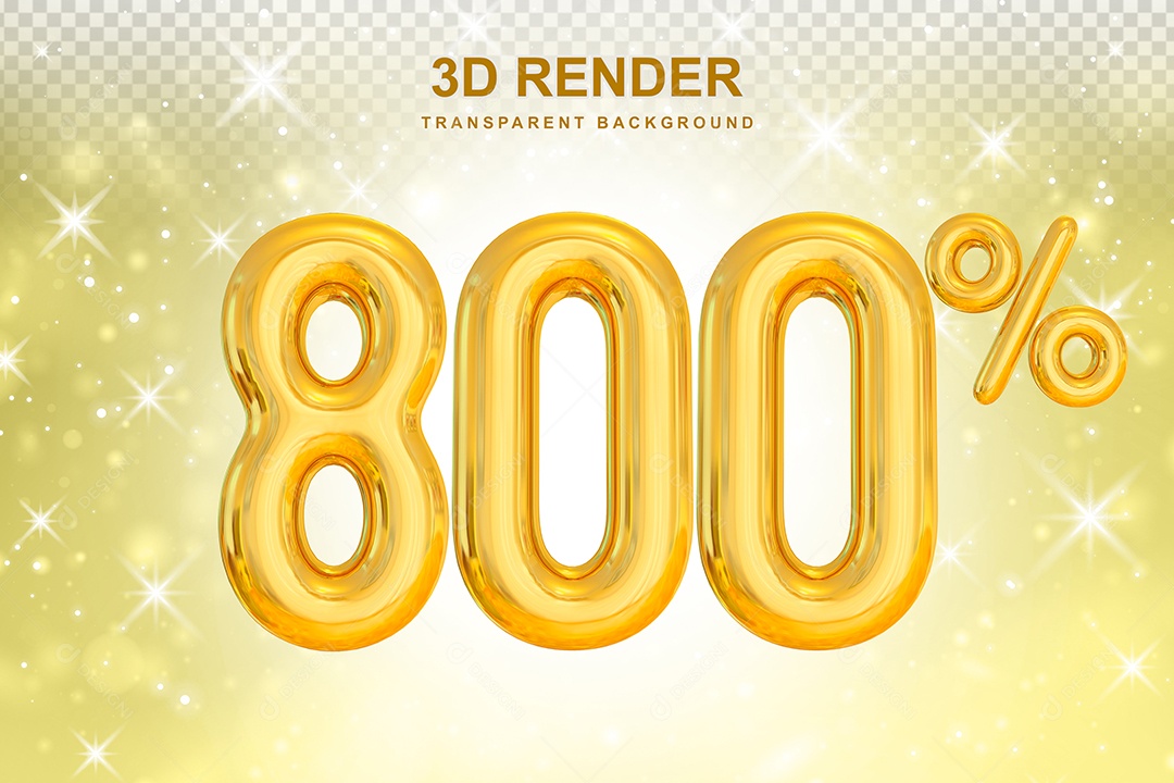 Número de Desconto 800% Elemento 3D Dourado para Composição PSD