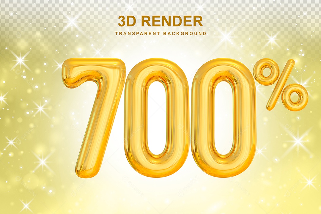 Número de Desconto 700% Elemento 3D Dourado para Composição PSD