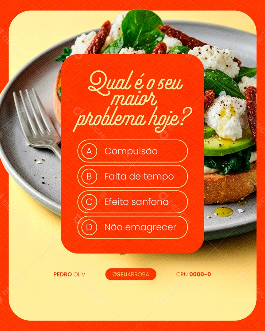 Nutricionista Qual é o Seu Maior Problema Hoje Social Media PSD Editável
