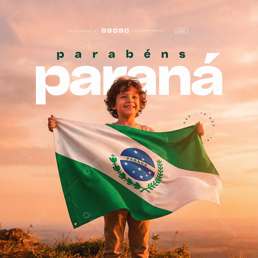 Paraná 19 de Dezembro Social Parabéns Media PSD Editável