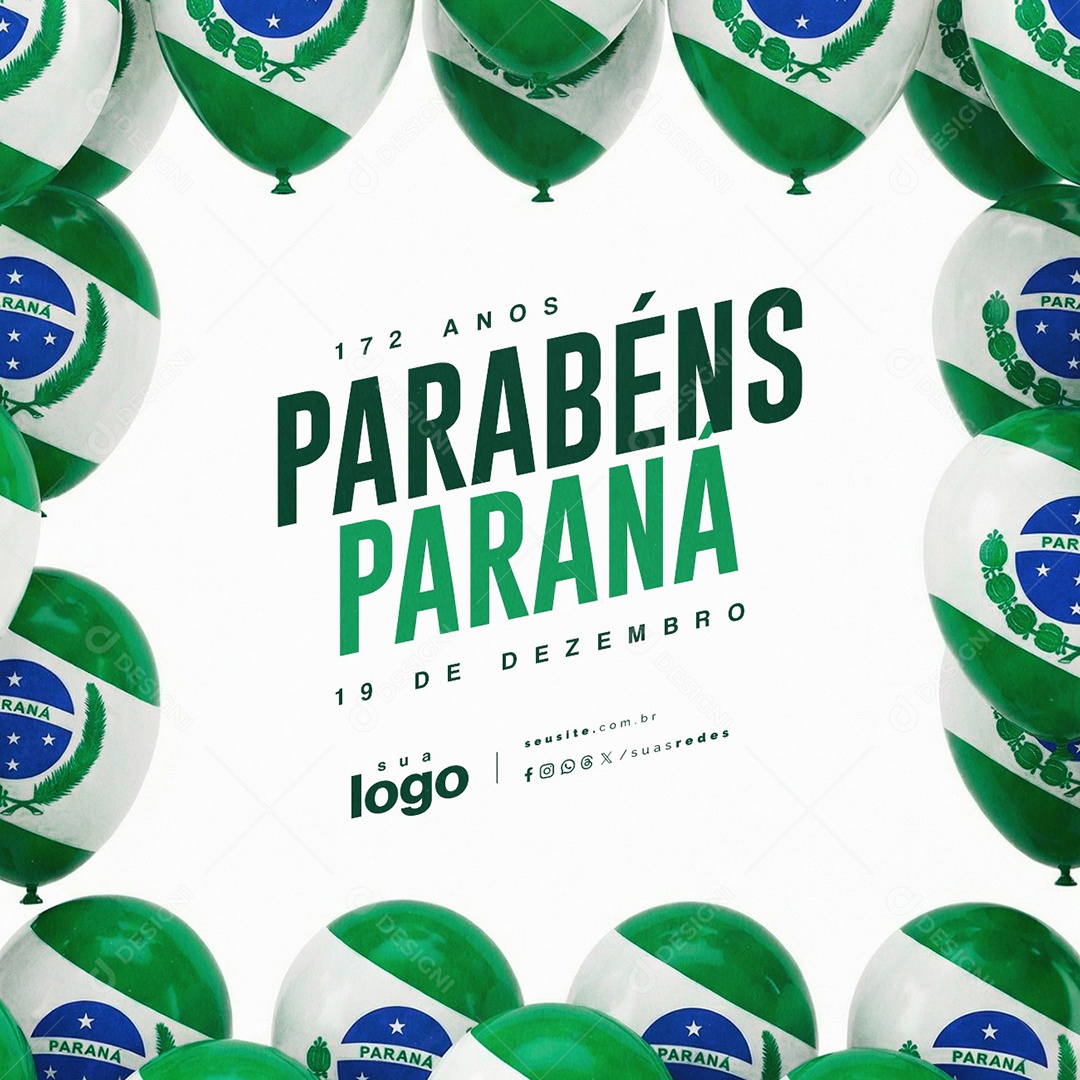Paraná 19 de Dezembro Parabéns Social Media PSD Editável