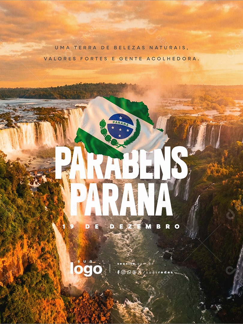 Paraná 19 de Dezembro Parabéns Social Media PSD Editável