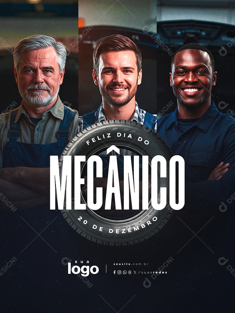 Feliz Dia do Mecânico 20 de Dezembro Social Media PSD Editável
