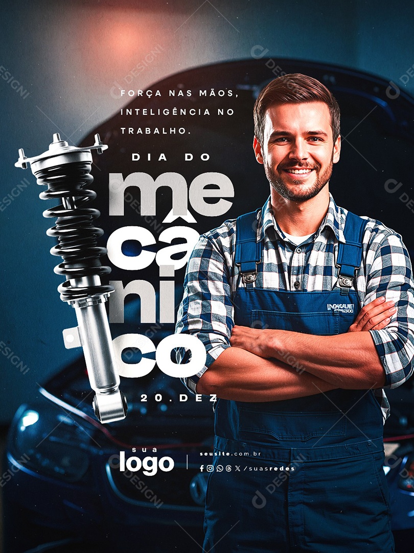 Dia do Mecânico 20 de Dezembro Social Media PSD Editável