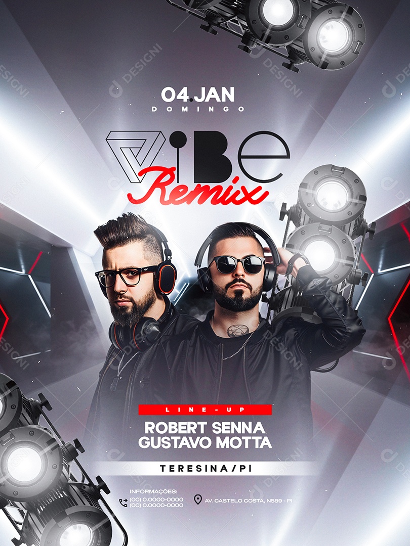 Flyer Próximos Shows Vibe Remix Social Media PSD Editável