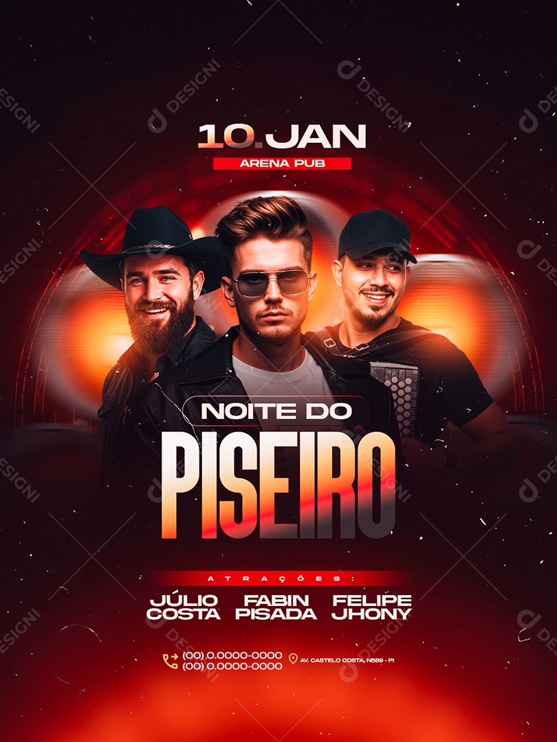 Flyer Próximos Shows Noite do Piseiro Social Media PSD Editável