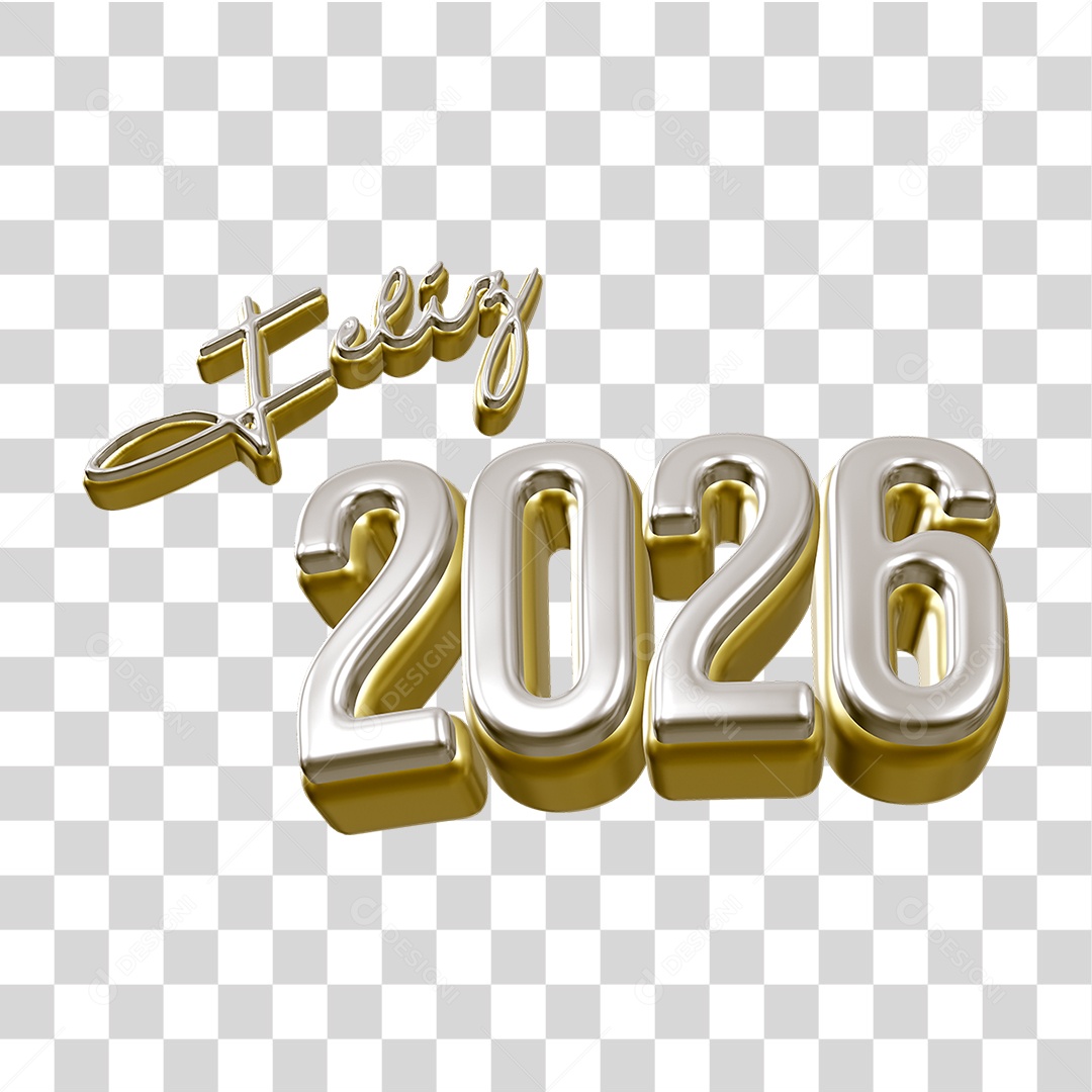 Selo 3D Feliz 2026 Ano Novo PNG Transparente