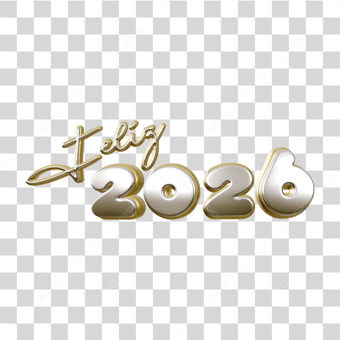 Selo 3D Feliz 2026 Ano Novo PNG Transparente