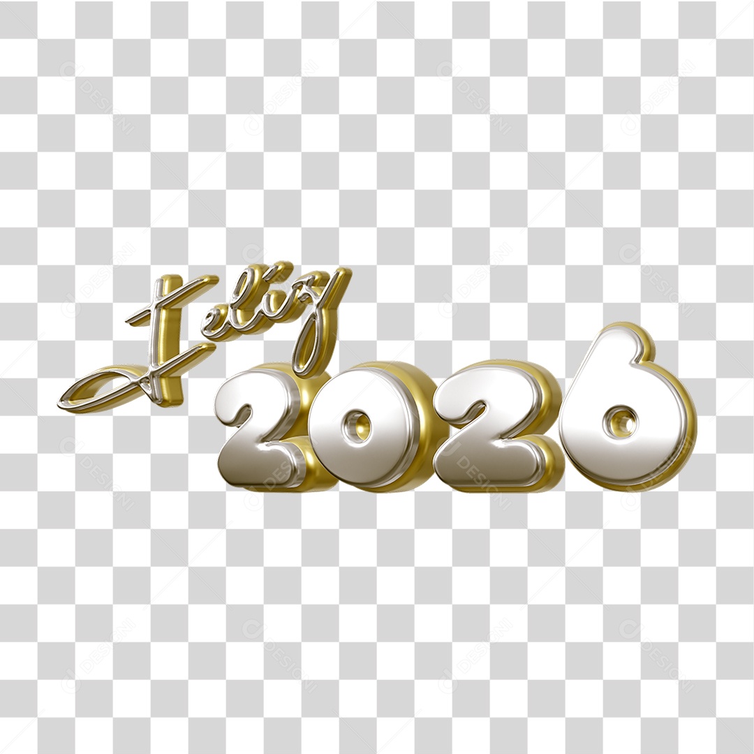 Selo 3D Feliz 2026 Ano Novo PNG Transparente