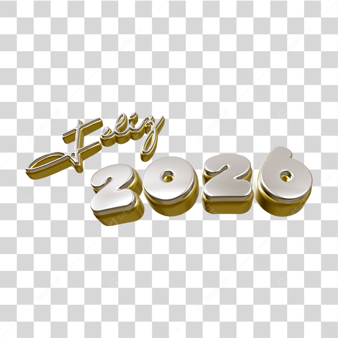 Selo 3D Feliz 2026 Ano Novo PNG Transparente