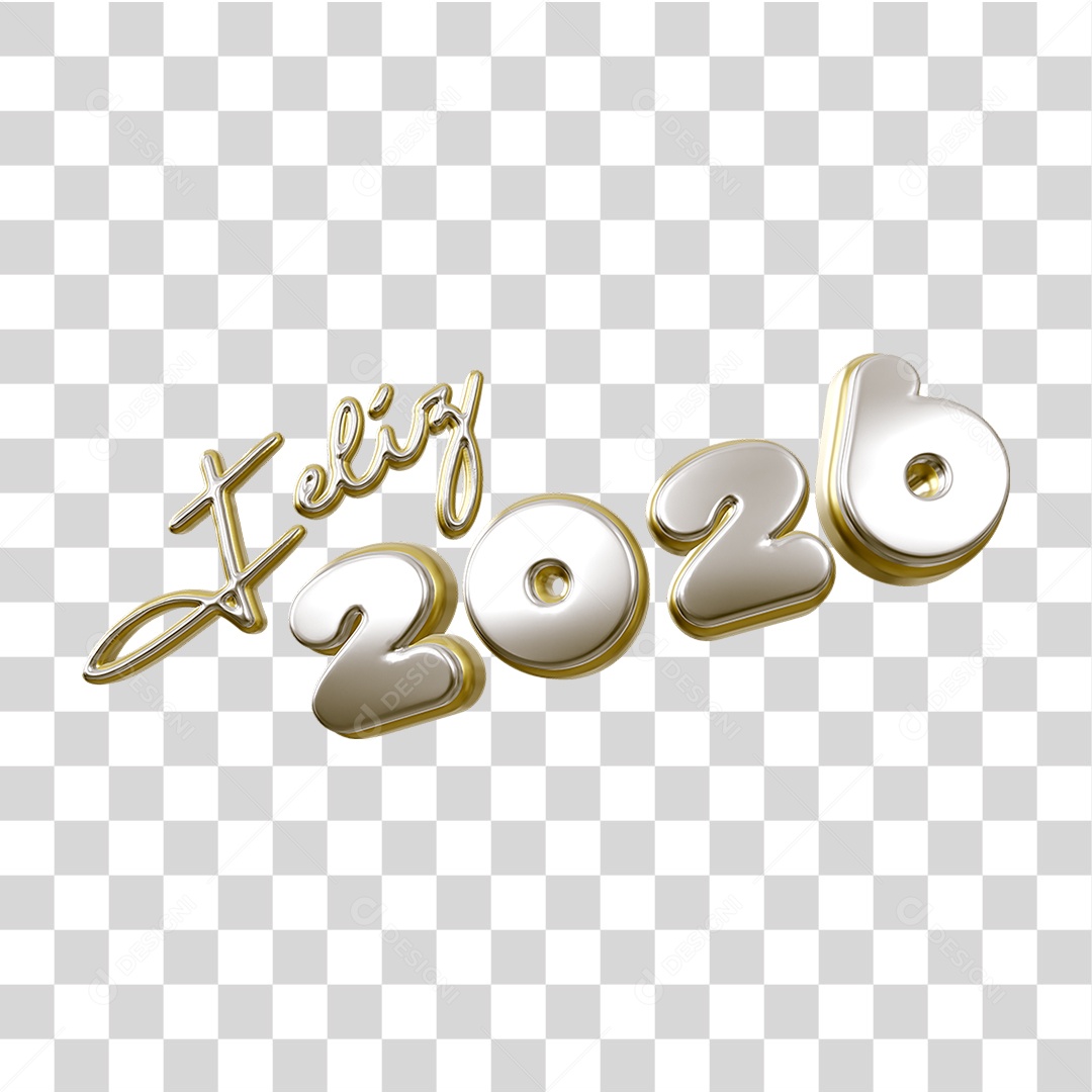 Selo 3D Feliz 2026 Ano Novo PNG Transparente