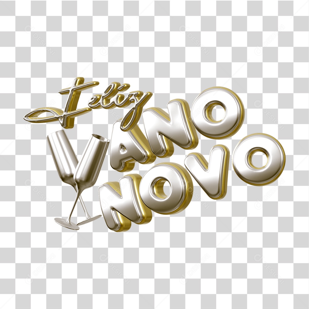 Selo 3D Feliz Ano Novo PNG Transparente
