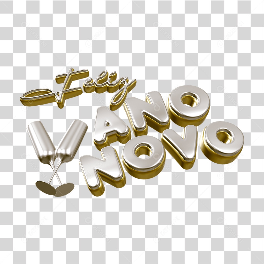 Selo 3D Feliz Ano Novo PNG Transparente