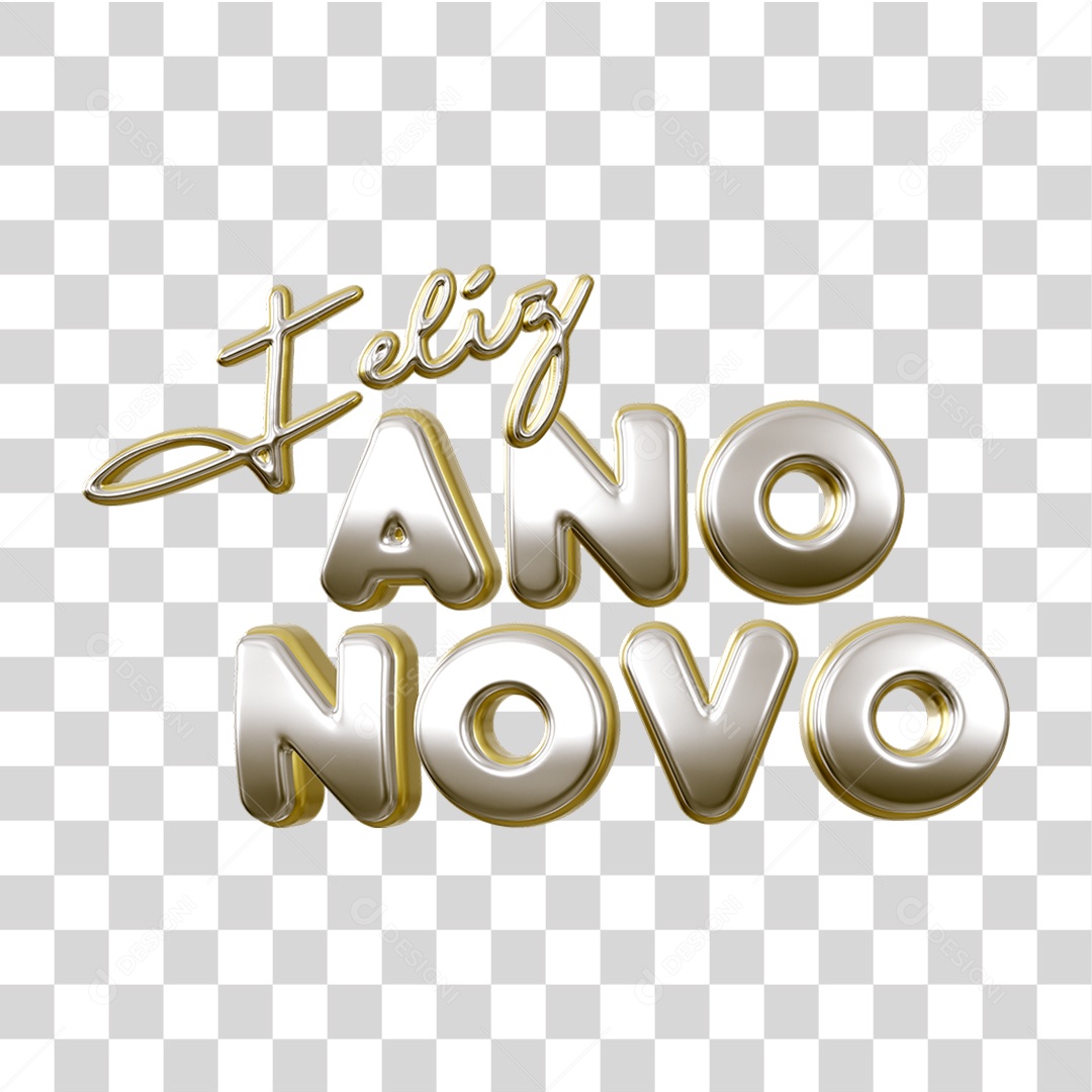 Selo 3D Feliz Ano Novo PNG Transparente