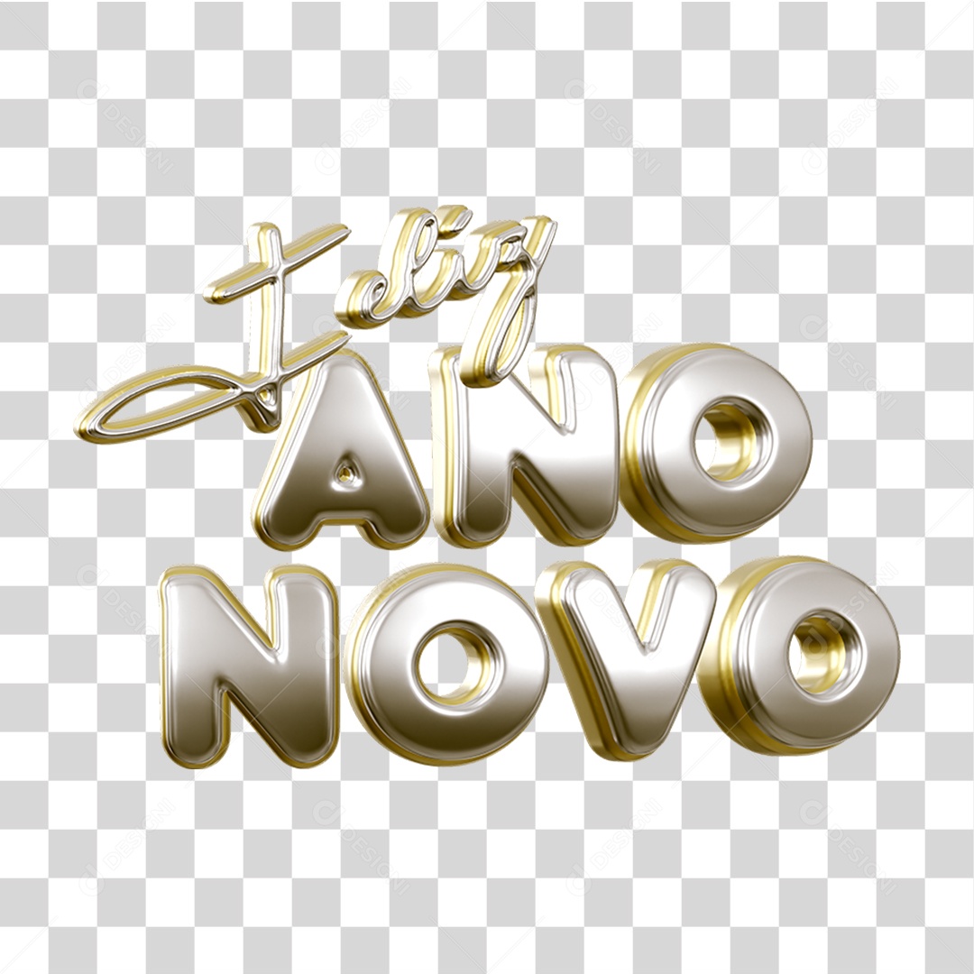 Selo 3D Feliz Ano Novo PNG Transparente
