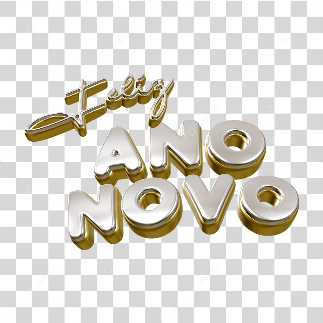Selo 3D Feliz Ano Novo PNG Transparente