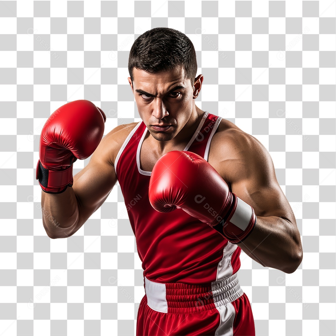 Lutador de Boxe PNG Transparente