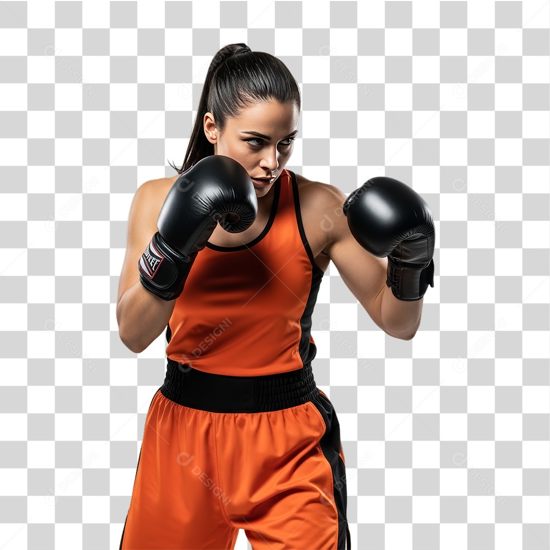 Lutadora de Boxe PNG Transparente