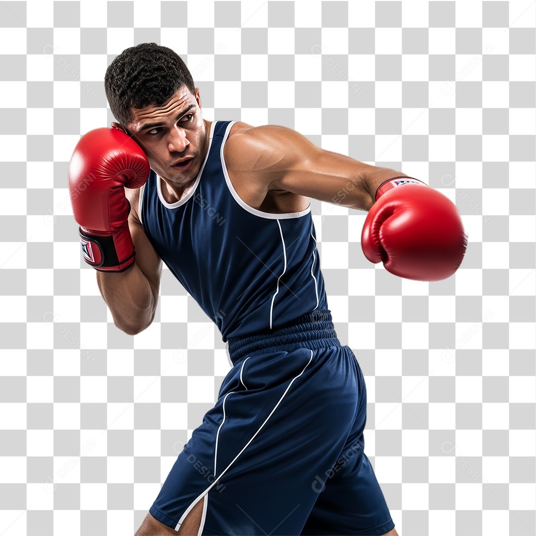 Lutador de Boxe PNG Transparente