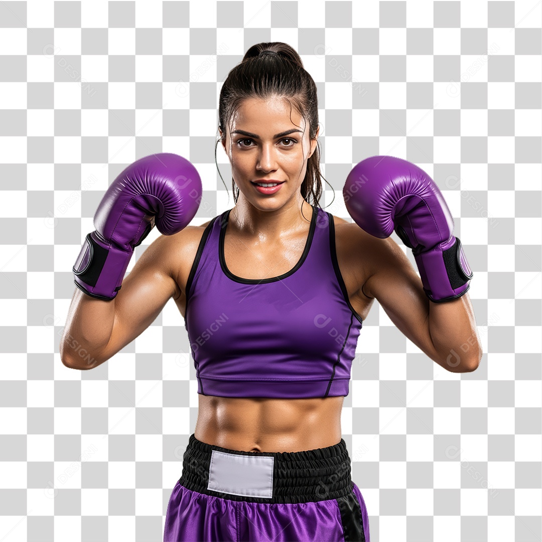 Lutadora de Boxe PNG Transparente
