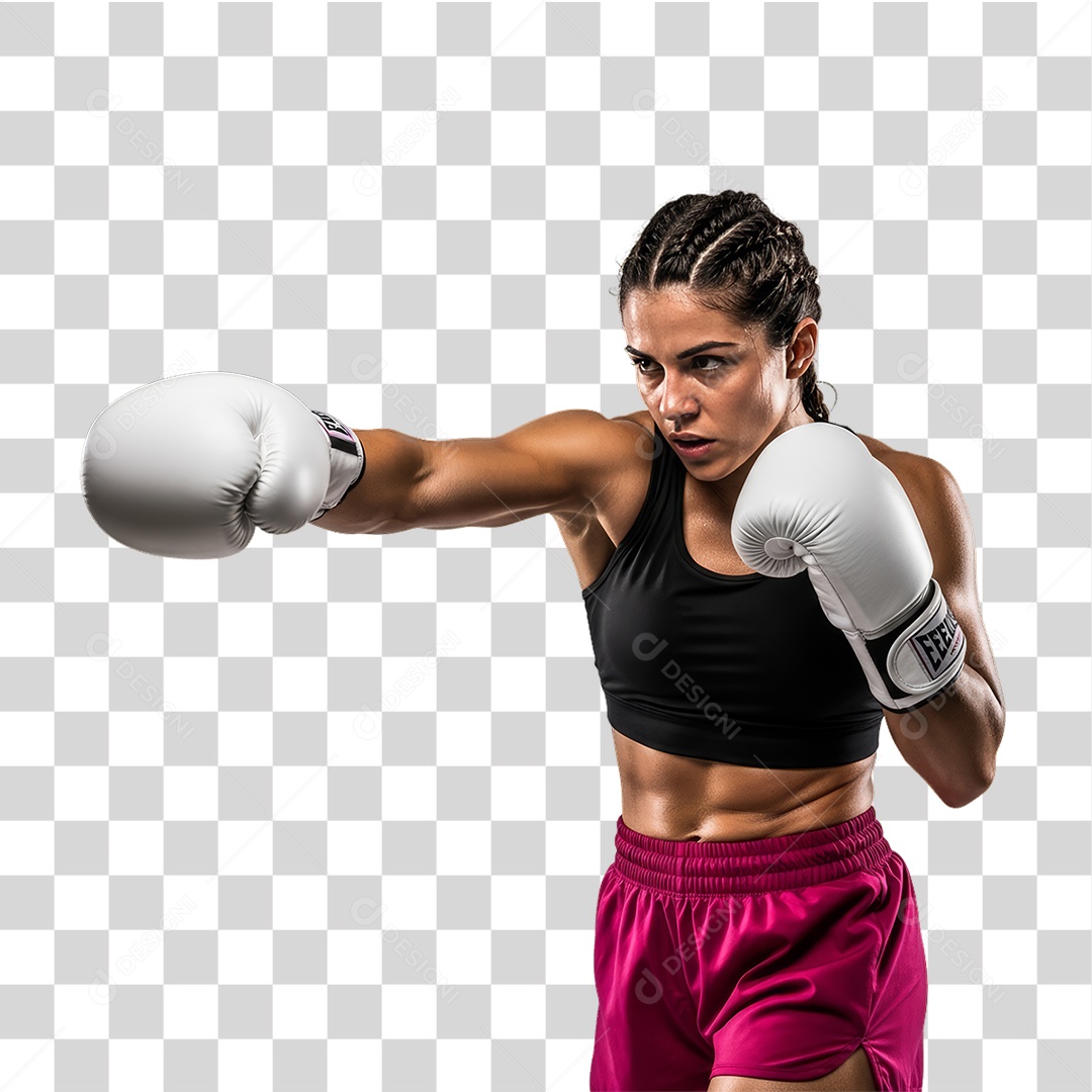 Lutadora de Boxe PNG Transparente