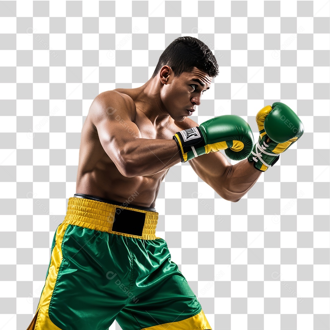 Lutador de Boxe PNG Transparente