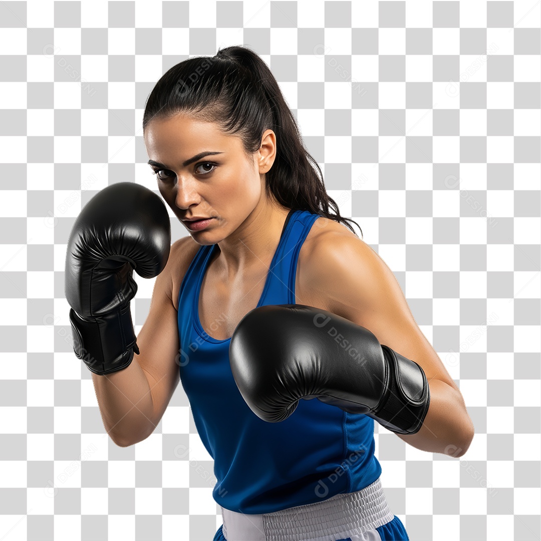 Lutadora de Boxe PNG Transparente