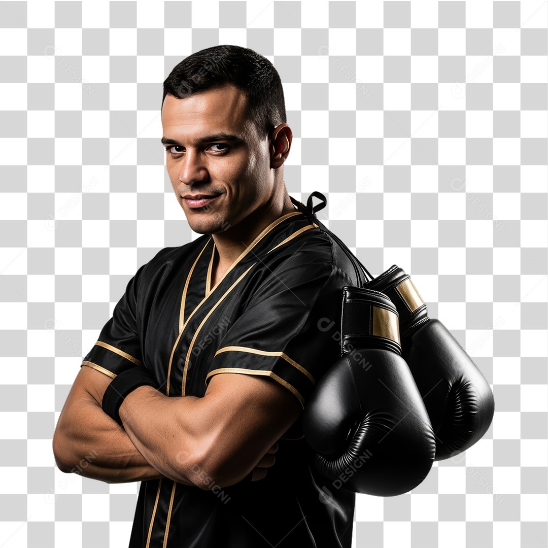 Lutador de Boxe PNG Transparente